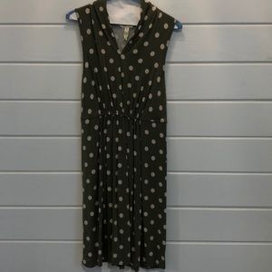 Army green with cream dot dress